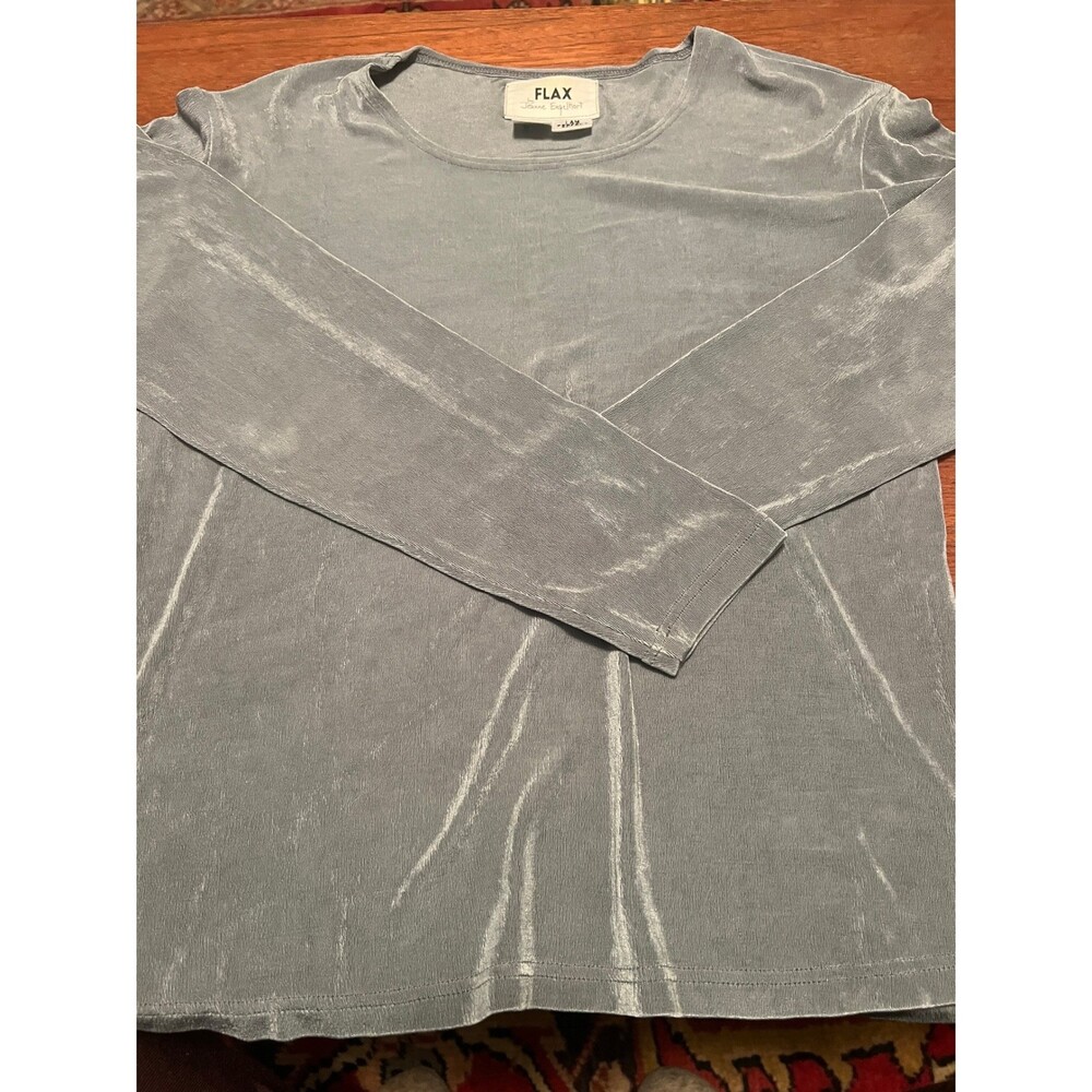 Flax Jeanne Engelhart top blouse silver minimalist long sleeve LRG capsule